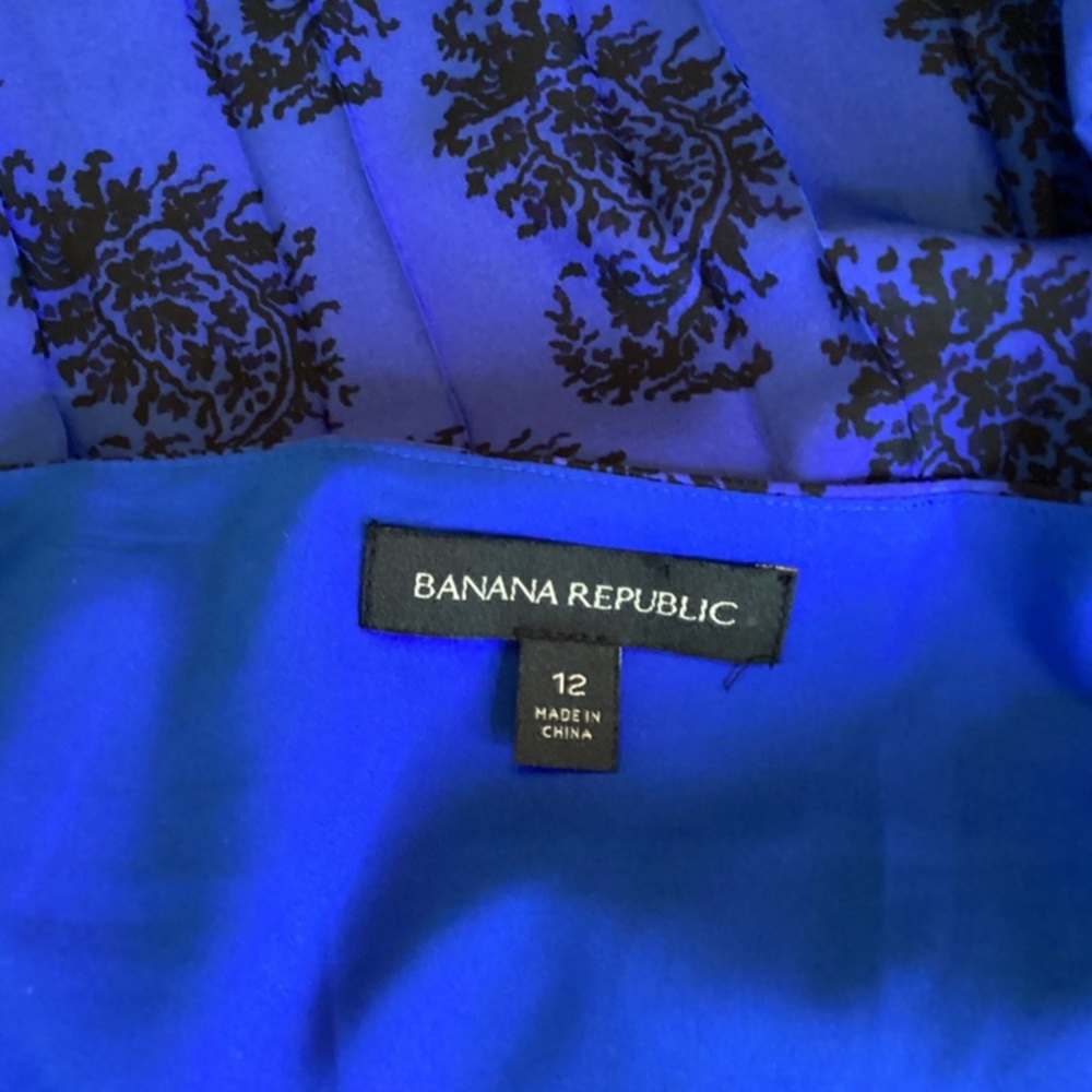 🎤🎉 Banana Republic Spaghetti Strap Paisley Pleated Midi Dress Sz 12 - Picture 11 of 12